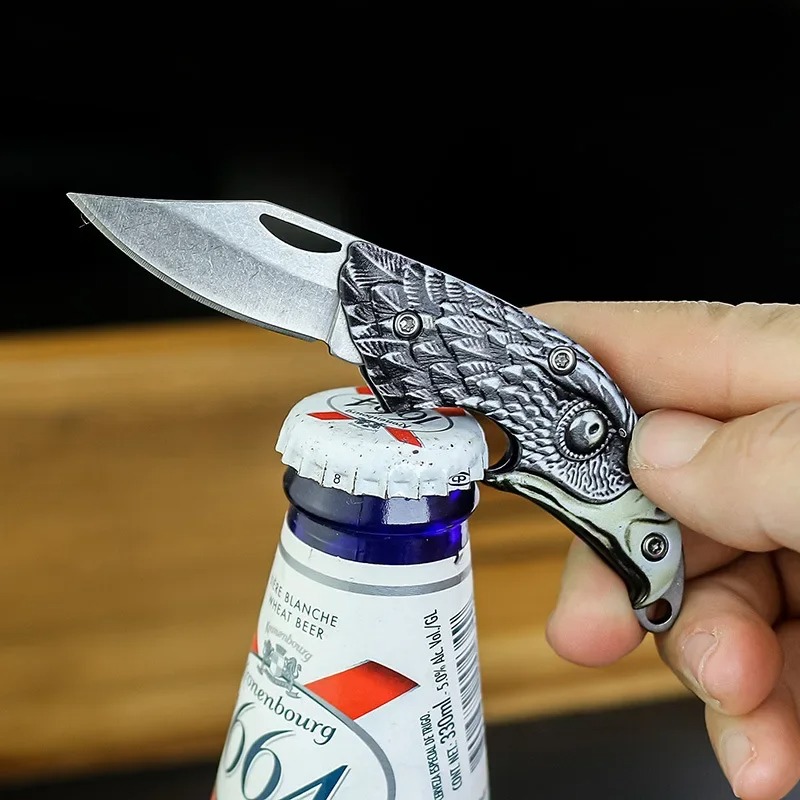 Edc Carry Knife - Coltello pieghevole inciso 3D Eagle Head,